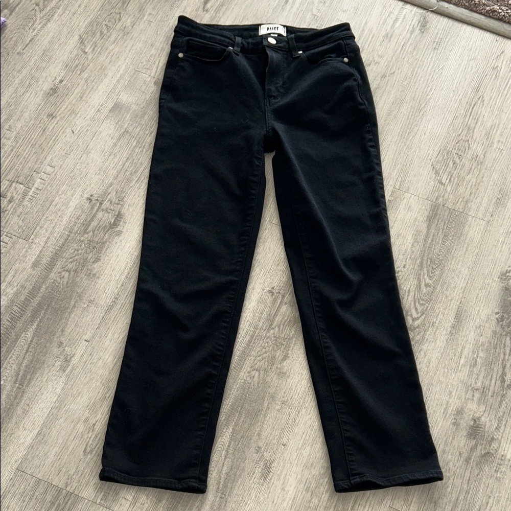 PAIGE Black Straight Leg Jeans